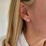 Silver mini heart stud earrings. KookyTwo Sterling Silver Jewellery