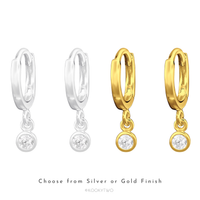 Huggie Hoops with Crystal Drop Charm