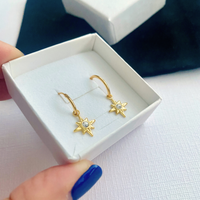 Gold North Star Hoop Earrings
