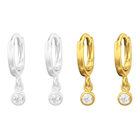 Huggie Hoops with Crystal Drop Charm