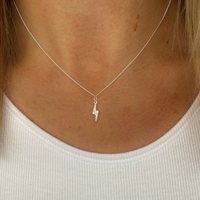 Sterling Silver Lightning Bolt Necklace with CZ Crystals