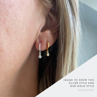 Mini Silver Hoops with Crystal Drop