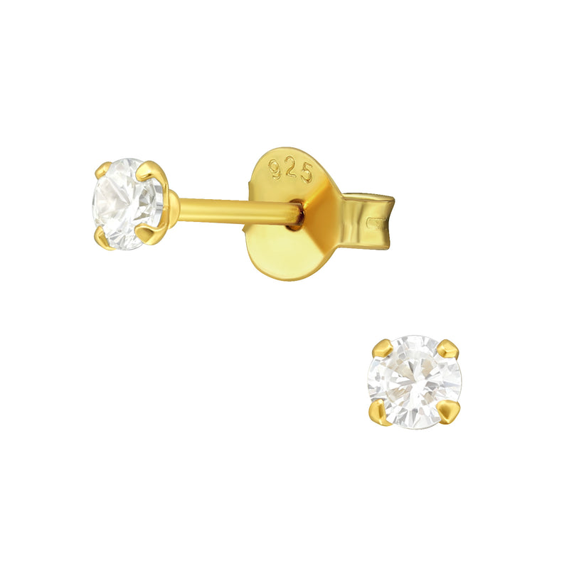 Tiny Crystal Stud Earrings Gold