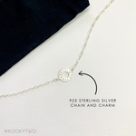 Sideways moon charm necklace in sterling silver. KookyTwo.