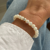 A beautiful Mother of Pearl bracelet for everyday wear with a touch of elegance. KookyTwo Handmade Gemstone Bracelet.