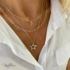 Sterling silver layering necklace set with three necklaces.  Initial Necklace, Star Necklace and Plain Chain Necklace. KookyTwo.