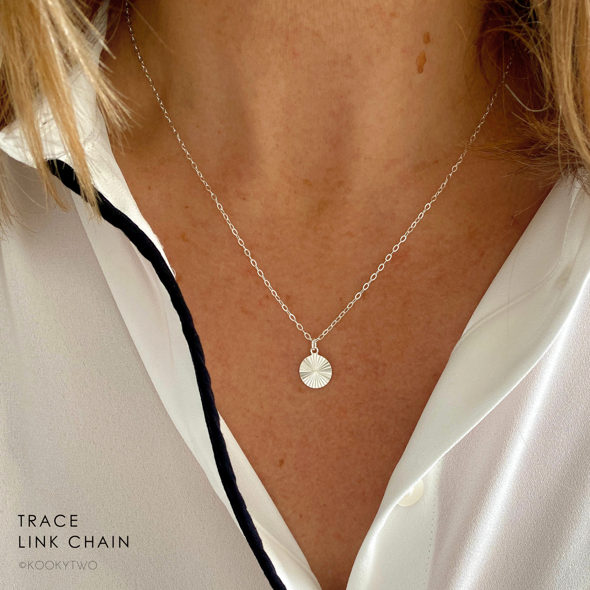 Sterling Silver Sparkle Disc Necklace