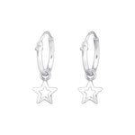 Silver Mini Open Star Hoop Earrings