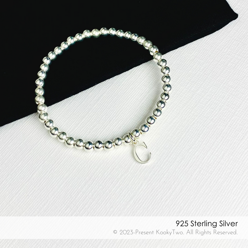 Silver Initial Letter Bracelet