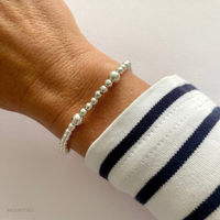 A dainty sterling silver bead bracelet minimalist, elegant, and perfect for everyday wear.