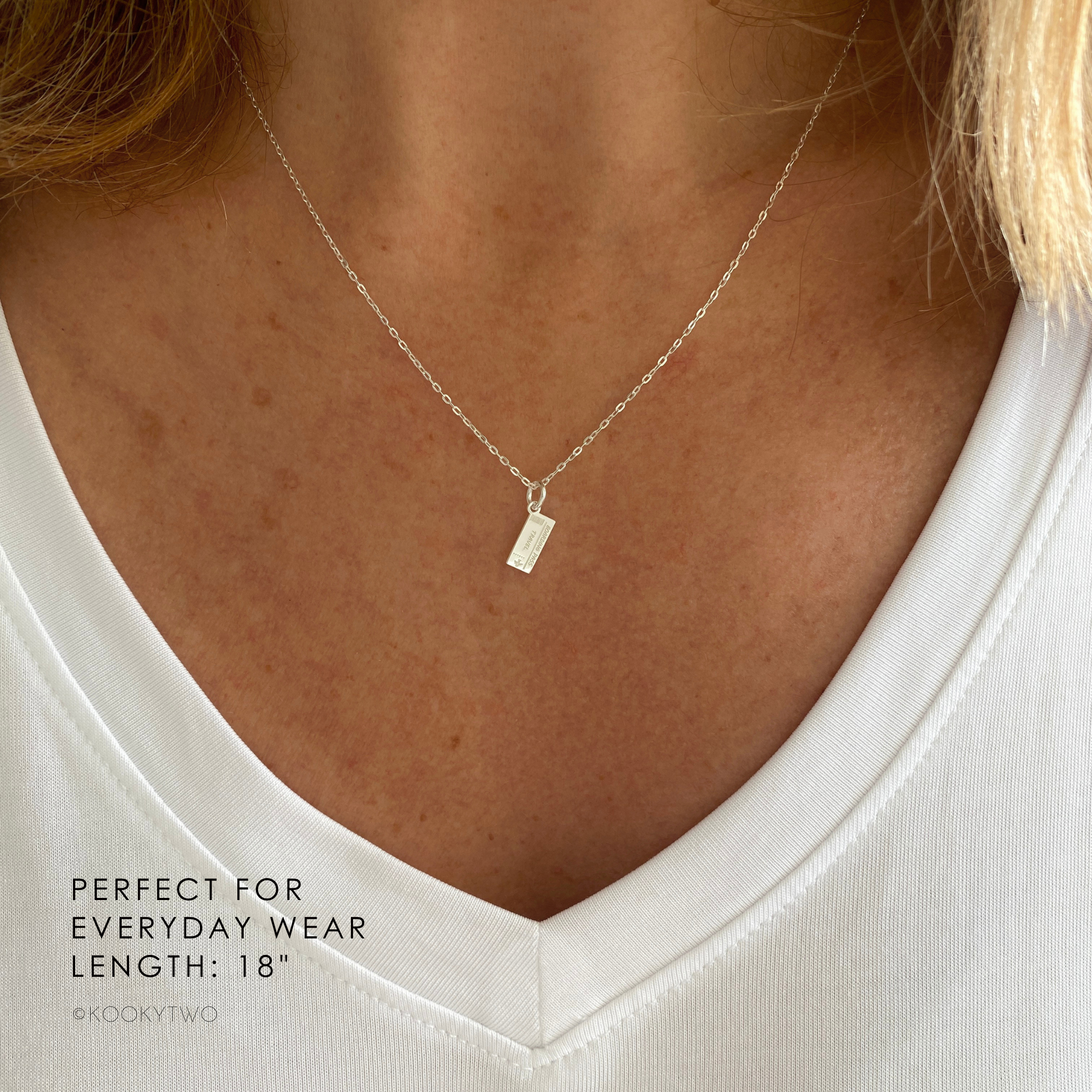 Silver Travel Ticket Charm Necklace