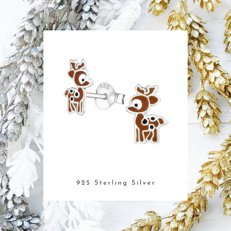 Silver 2025 reindeer earrings