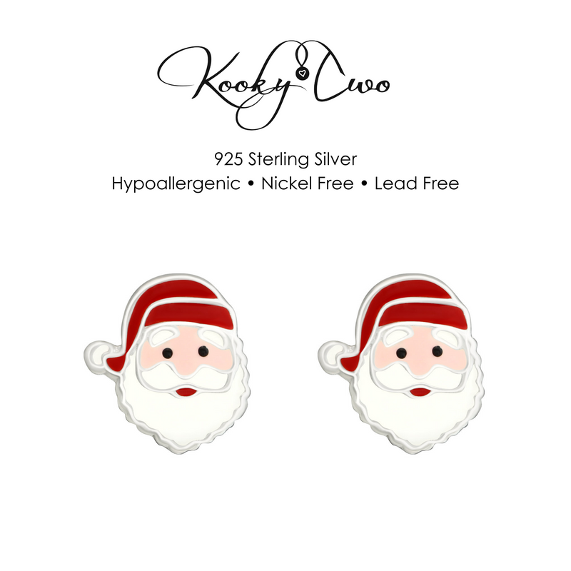 Santa Claus earring studs for girls. KookyTwo.