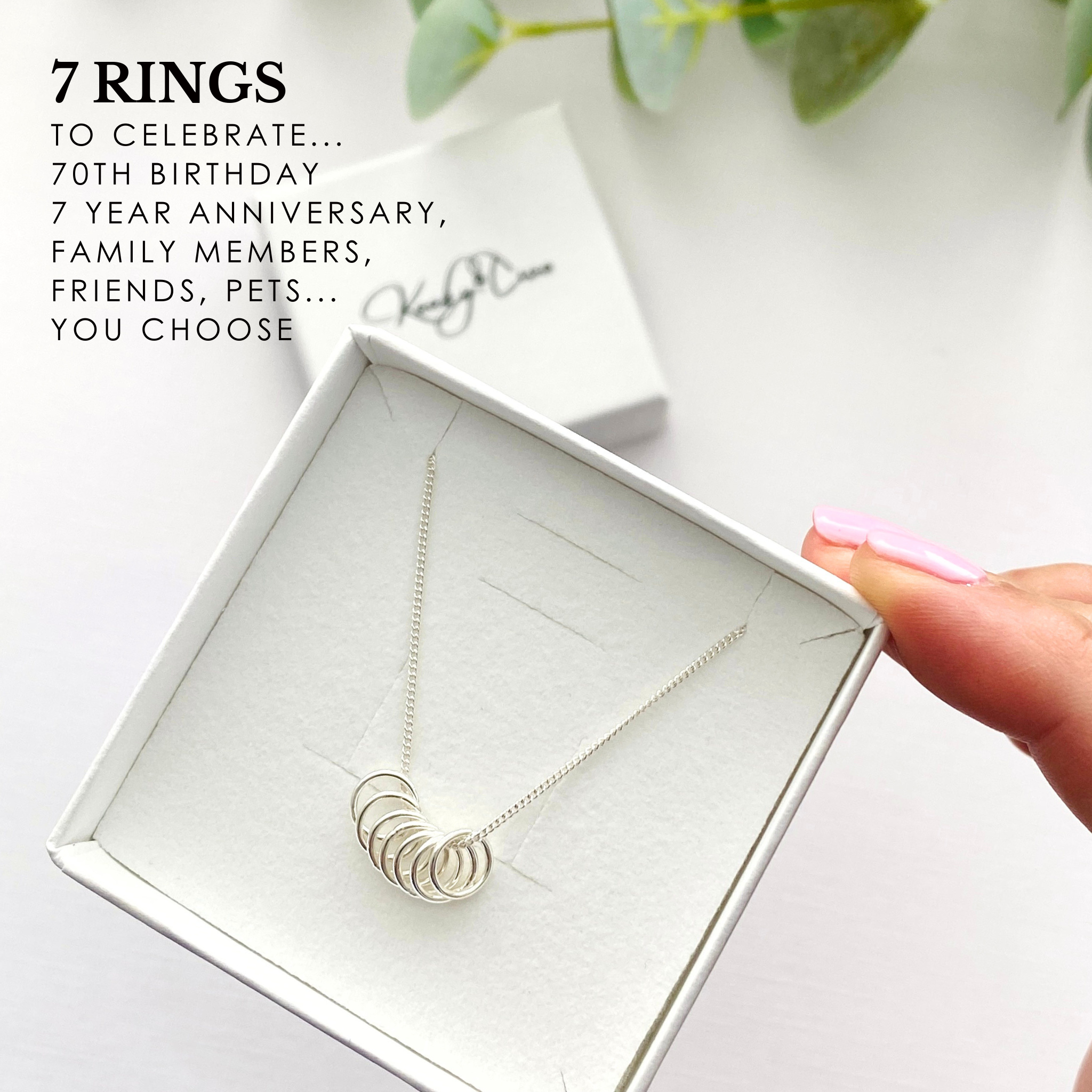 Seven Silver Rings Necklace
