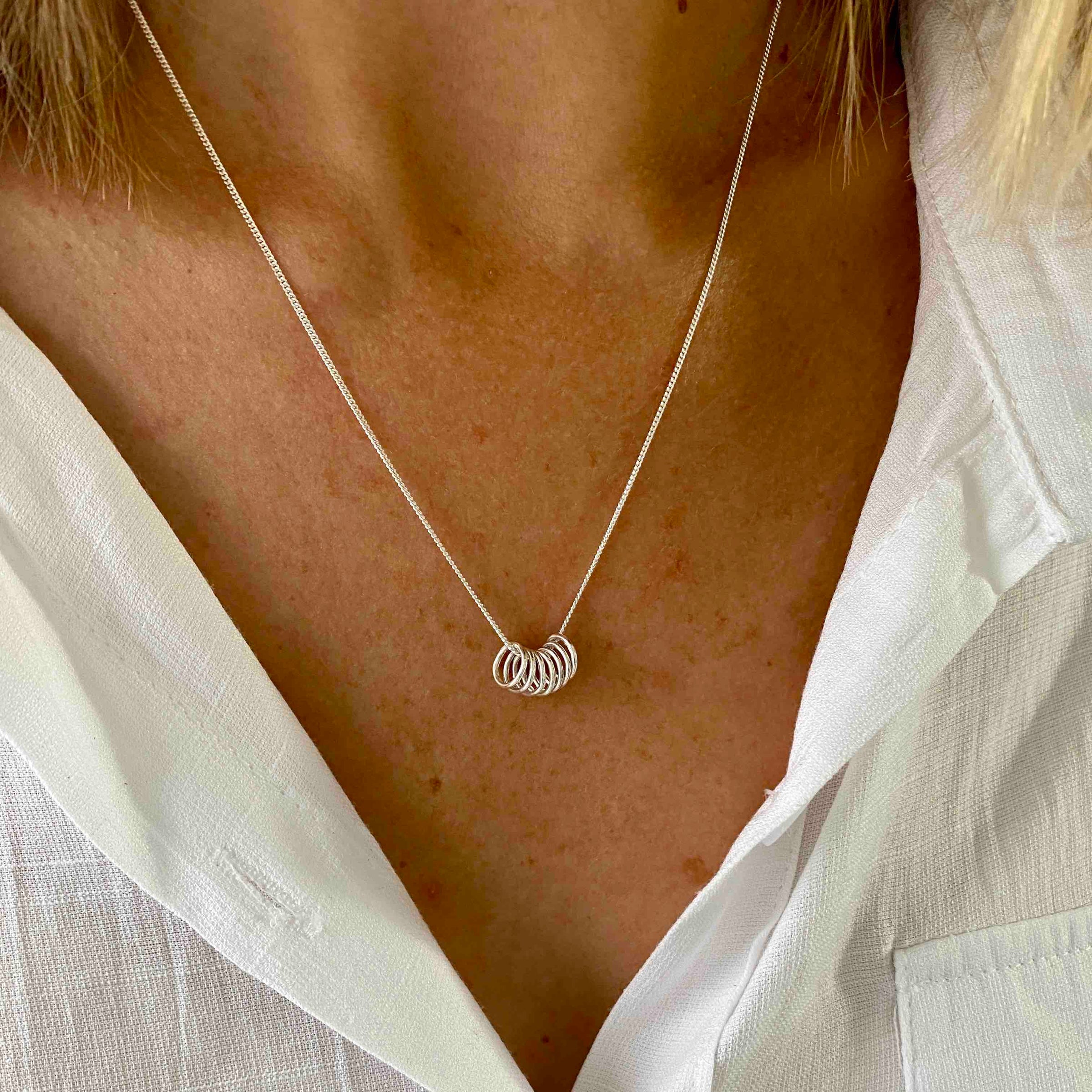 Seven Silver Rings Necklace