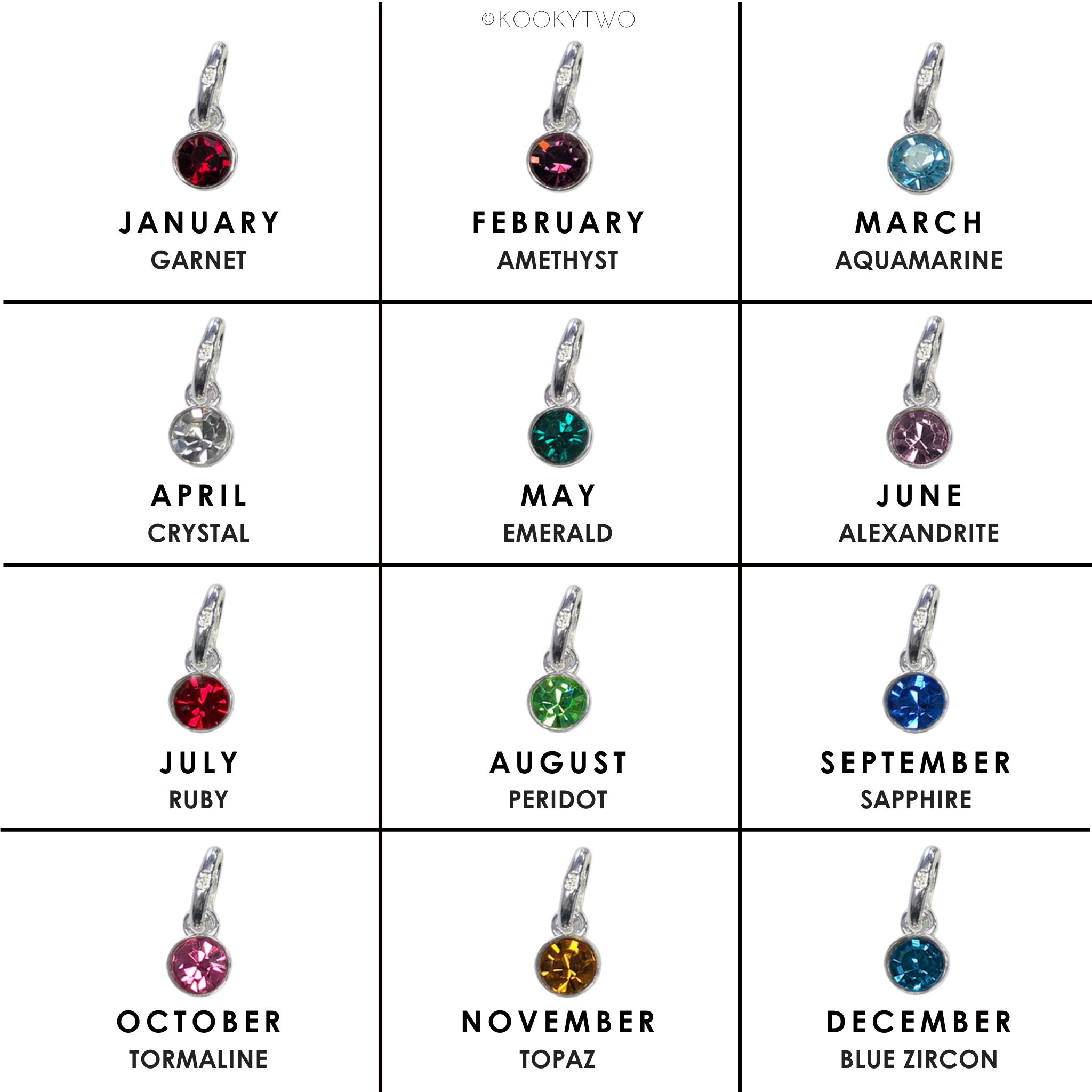 Silver Initial and Crystal Birthstone Necklace