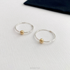 Silver Gold Bead Hoop Earrings