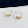 Silver and Gold Bead Sleeper Hoop Earrings