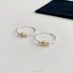 Silver and Gold Bead Sleeper Hoop Earrings