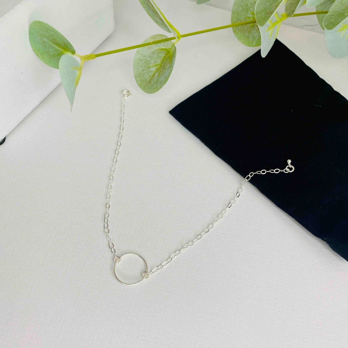 Silver Circle Karma Anklet for Beach days.