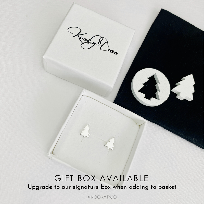 Silver Christmas Tree Stud Earrings