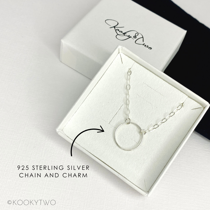 Circle Charm Necklace in Sterling Silver. KookyTwo