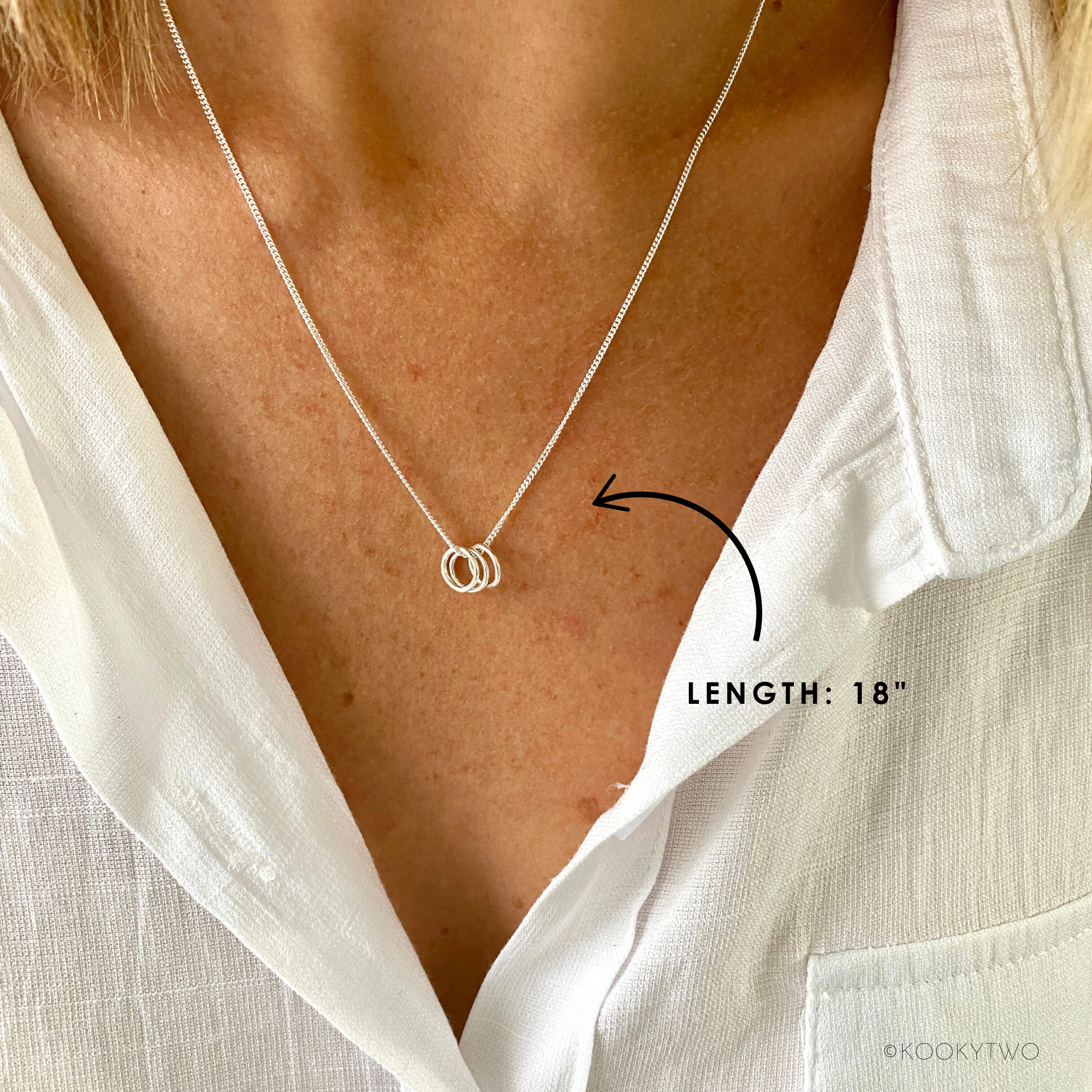 Silver 30th Birthday Three Rings Necklace