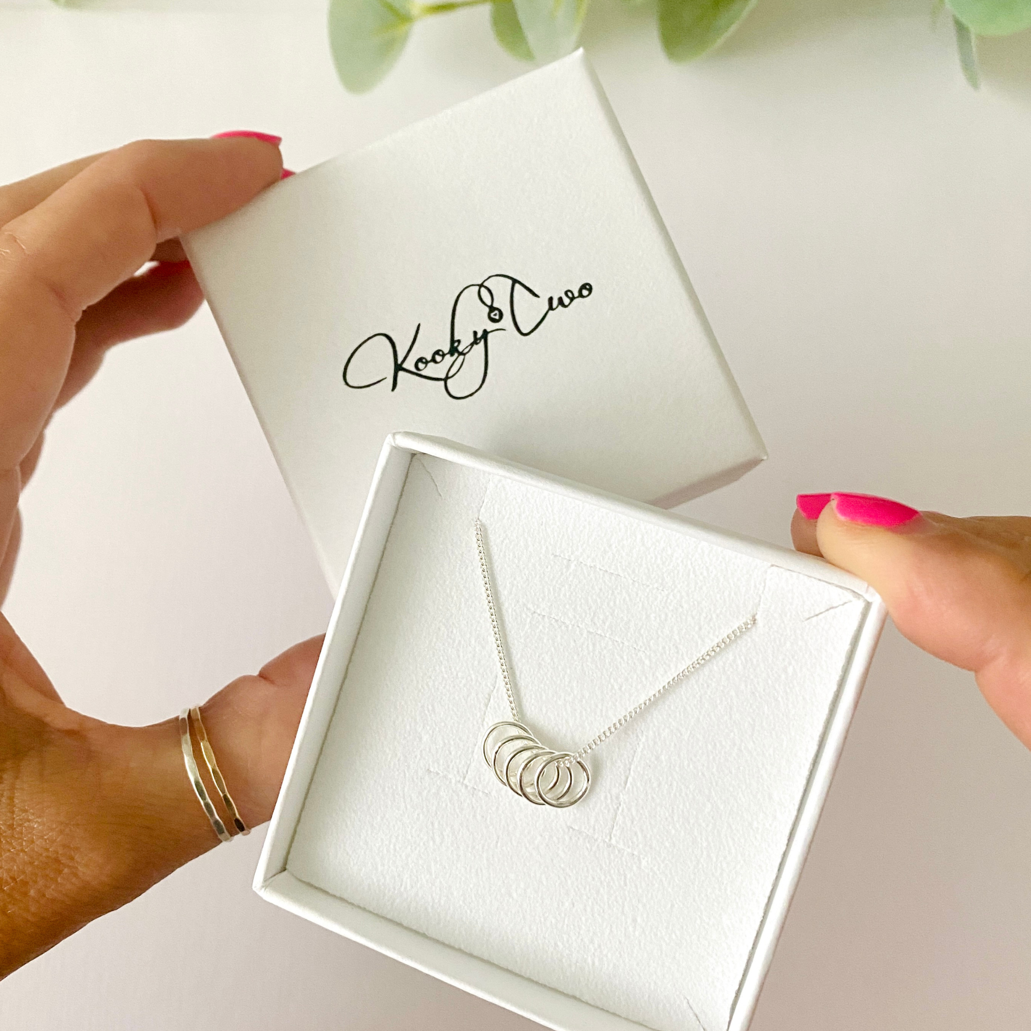 Five Silver Rings Necklace