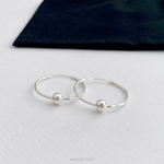 Silver Shiny Bead Hoop Earrings