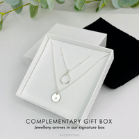 Silver Initial Disc Circle Necklace Set