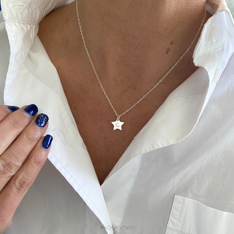 Silver Multi-Star Initial Necklace