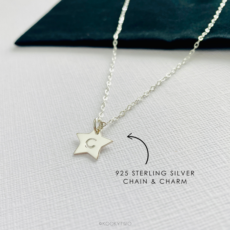 Silver Star Initial Necklace