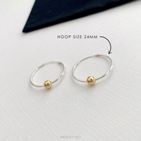 Silver Gold Bead Hoop Earrings