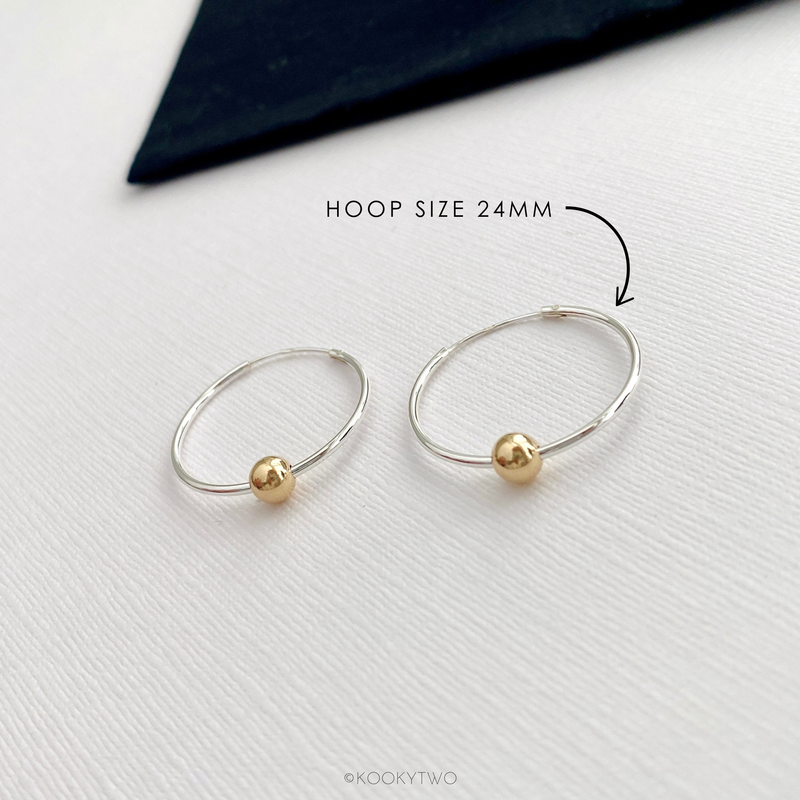 Silver Gold Bead Hoop Earrings