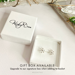 Snowflake gift for skier stud earrings. KookyTwo.