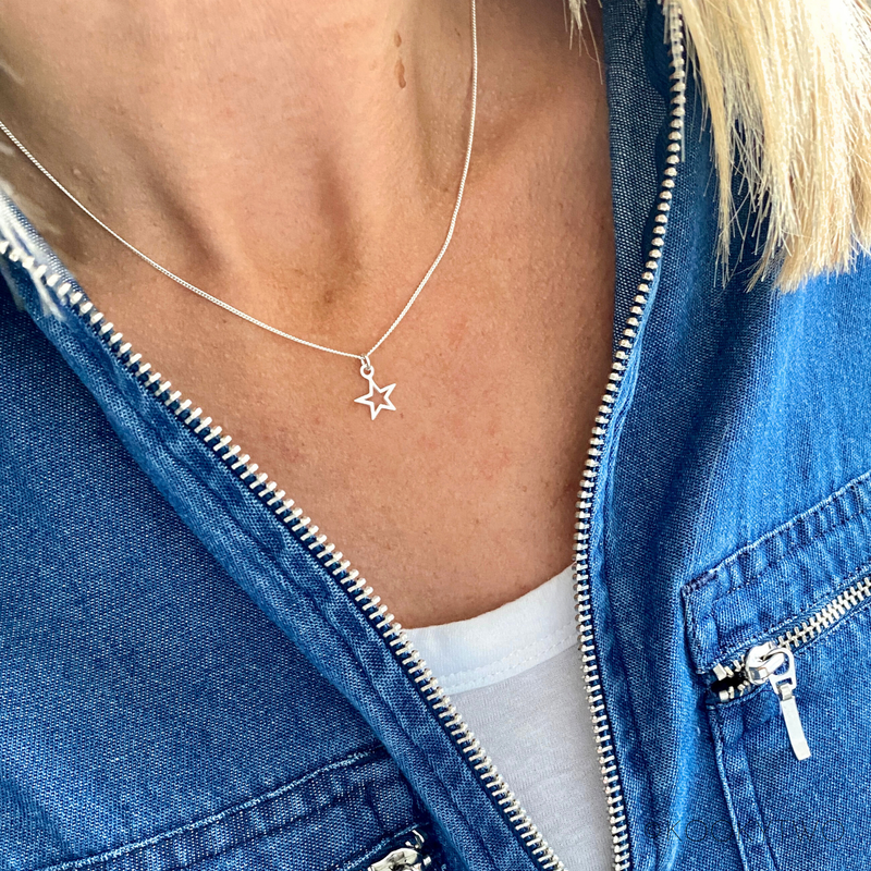 Silver Mini Open Star Necklace