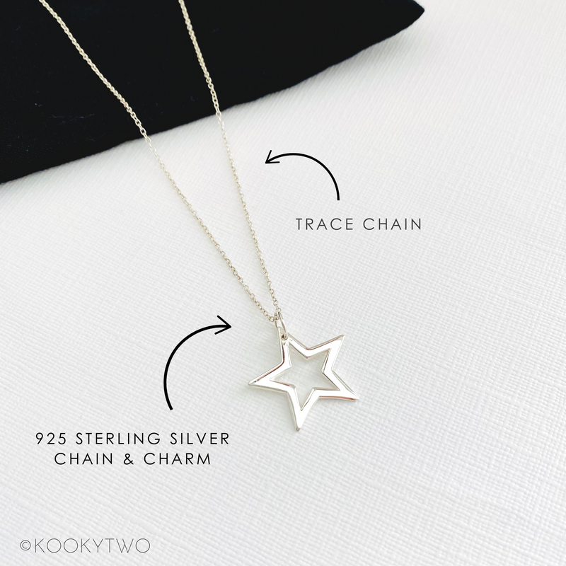Silver necklace with star pendant discount