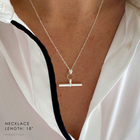 Sterling Silver T-Bar Necklace - Trace Link Chain