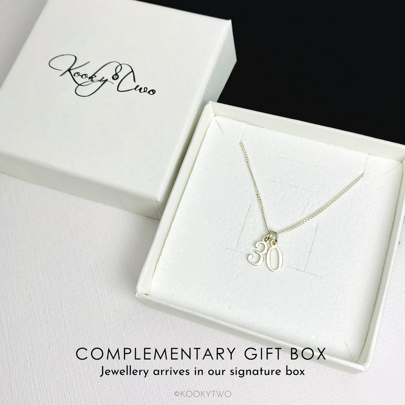 Birthday Necklace in Sterling Silver. Free Gift Box.