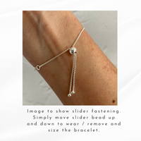 Sterling silver adjustable chain bracelet with mountain charm. Kookytwo.