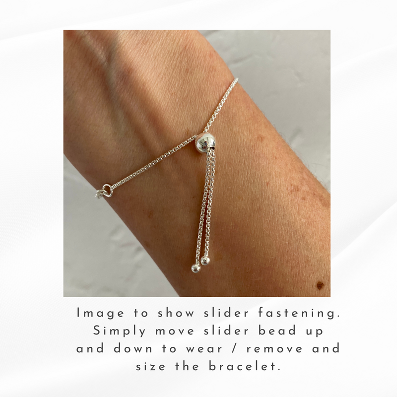 Sterling silver adjustable chain bracelet with mountain charm. Kookytwo.