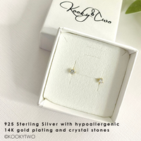 Tiny Crystal Stud Earrings Gold