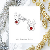 Rudolp reindeer earrings with sparkly crystal stone that catches the light and really shines. Great earrings for a Christmas party. KookyTwo.