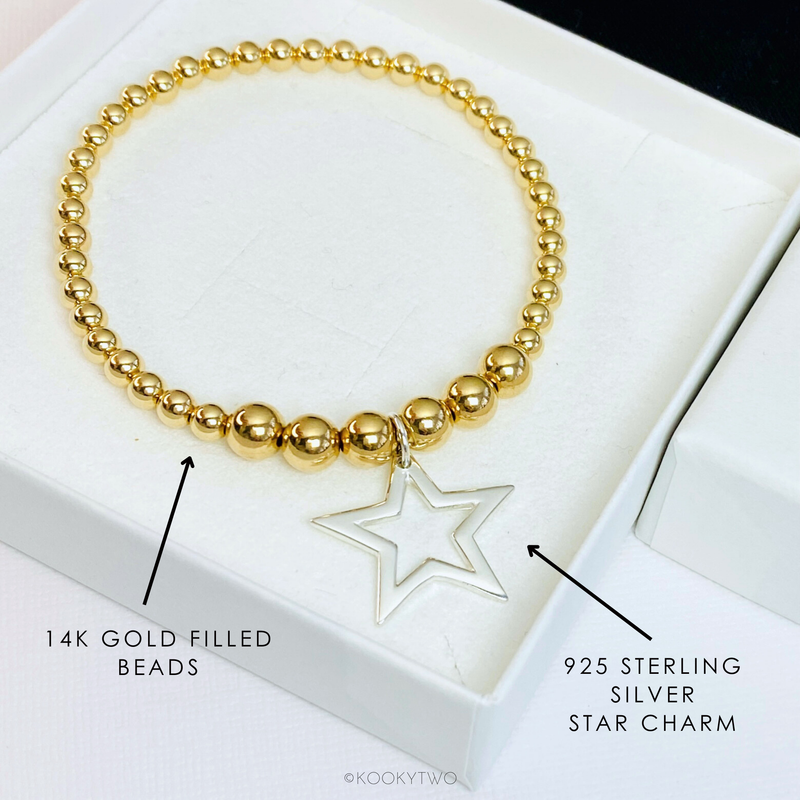 STELLAR | Silver Star Gold Bead Bracelet