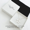 Silver open star charm necklace in sterling silver in gift box.