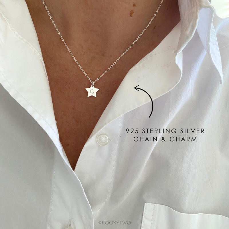 Silver Star Initial Necklace