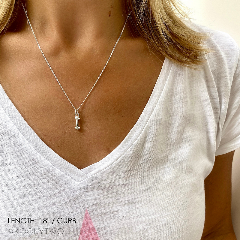 FITNESS LOVER | Silver Dumbbell Necklace