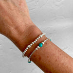 Sterling silver bracelet with turquoise gemstone beads. Everyday Jewellery. KookyTwo Stacking Bracelets.