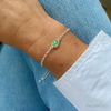 A delicate chrysoprase gemstone bracelet on a sterling silver chain - elegant, minimalist, and perfect for everyday wear. KookyTwo.