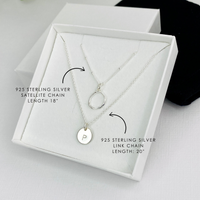 Silver Initial Disc Circle Necklace Set